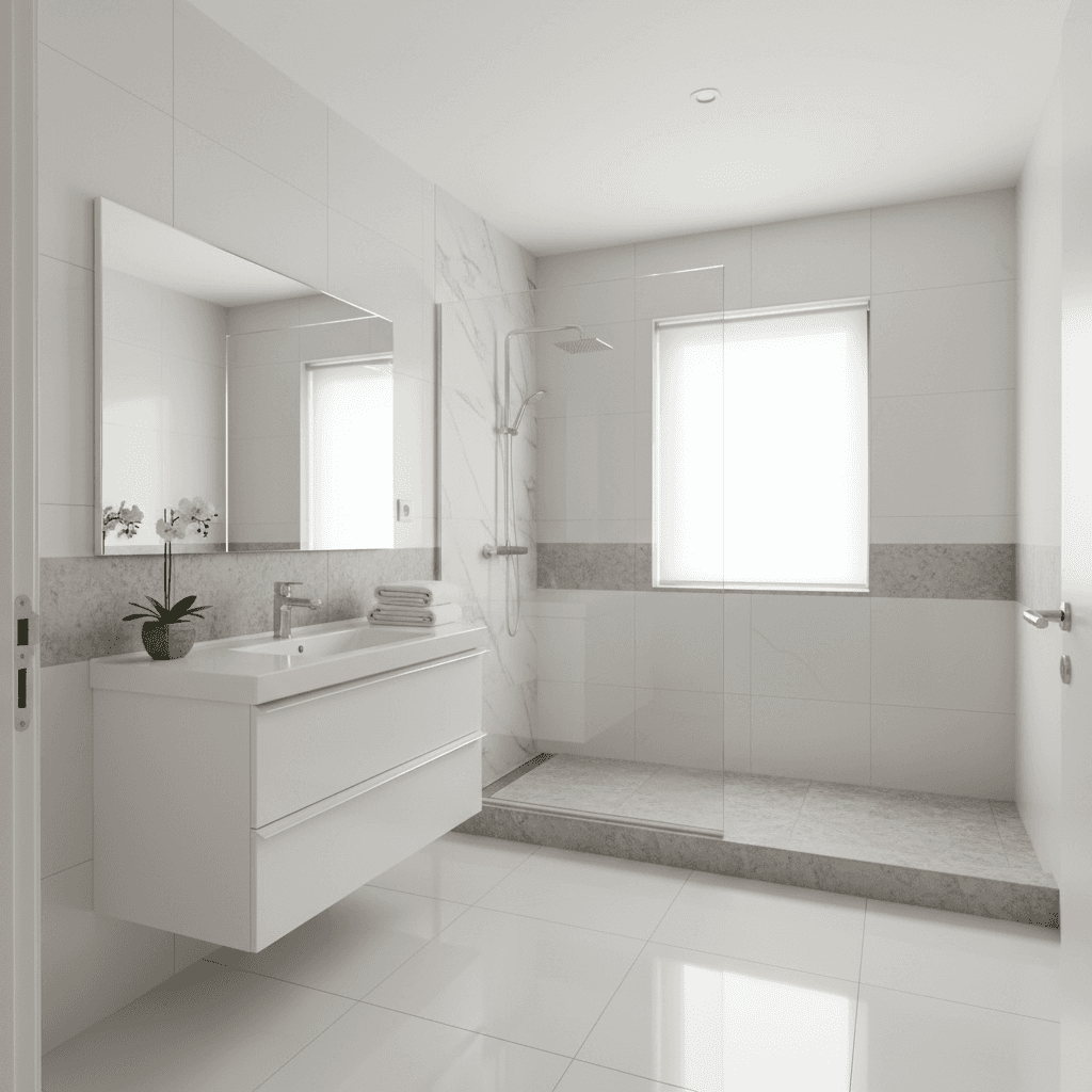 Contemporary bathroom with premium fixtures