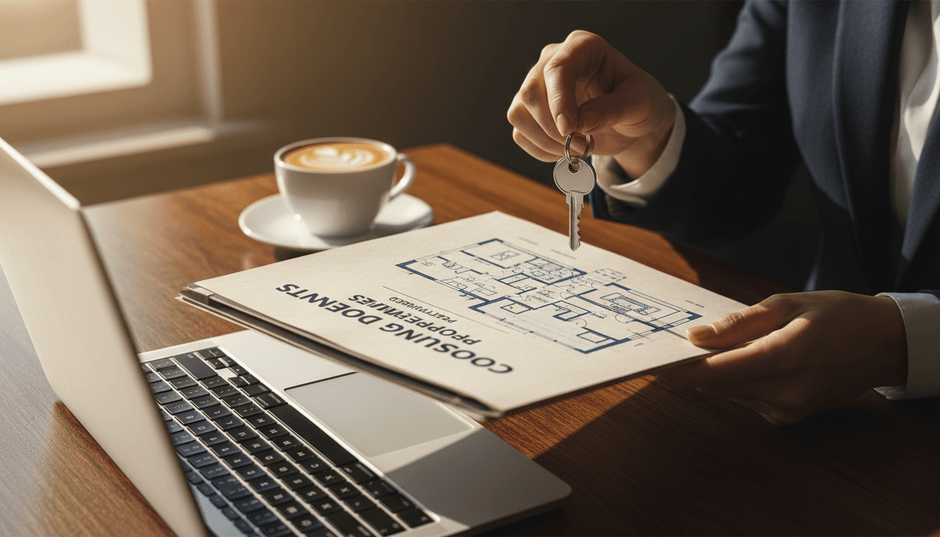 Real estate professional presenting property documents and keys