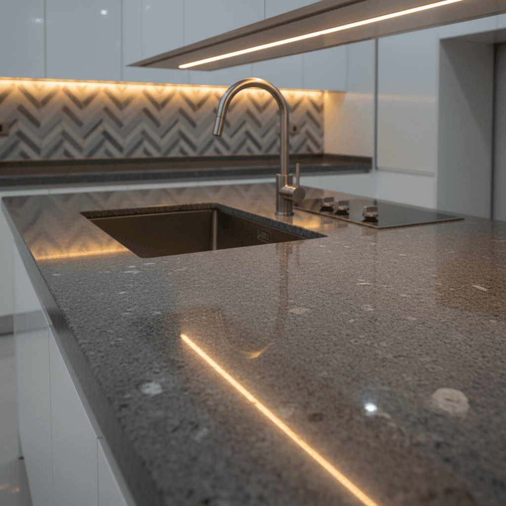 Premium kitchen counter with high-end finishes