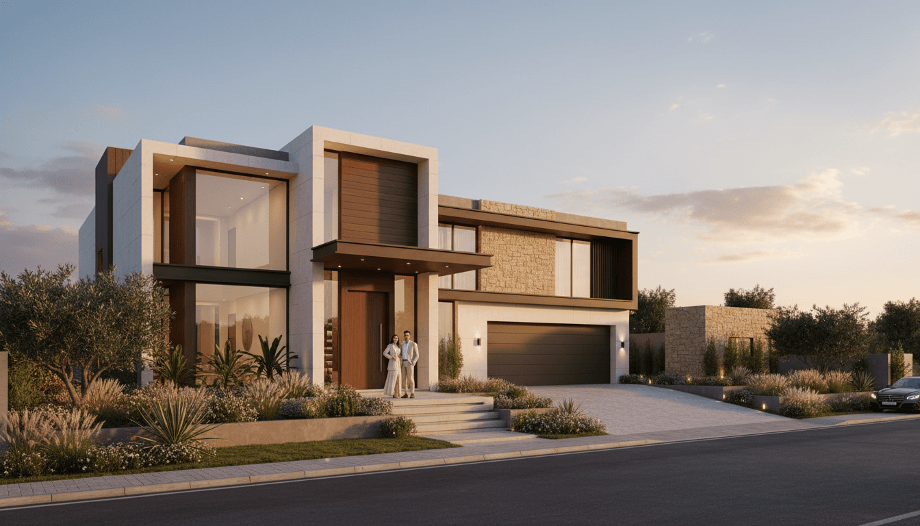 Modern luxury villa in Bahria Town with professional couple viewing the property